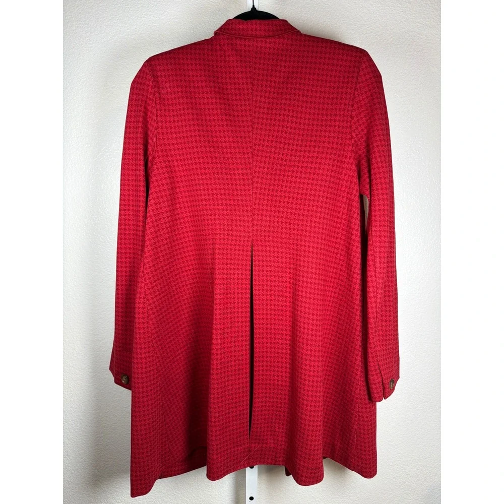 Cabi Red Houndstooth‎ Asymmetrical Button Jacket Blazer Size S